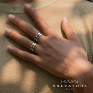 Foto de Anillo doble liso plano de plata baño oro