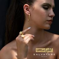 Picture of Anillo sello de plata con baño de oro amarillo satinado y circonitas en los laterales