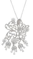 Foto de Gargantilla y broche de plata rodaida con filigrana de flores en circonitas blancas brillantes