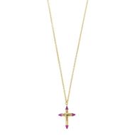Foto de Collar cruz dorada con esmalte lavanda