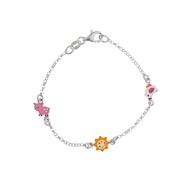 Foto de Pulsera de niña en plata con animales de granja en esmalte multicolor