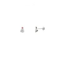 Foto de Pendientes de bebé plata baño rodio punto de luz blanco y rosa