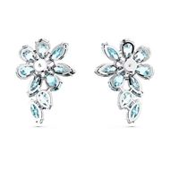 Foto de Pendientes Gema Flor color azul y baño de rodio