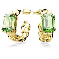 Foto de Pendientes Millenia medio aro color verde con baño tono oro