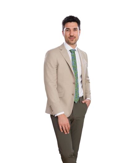 Foto de Americana Slim Fit microestructura beige 