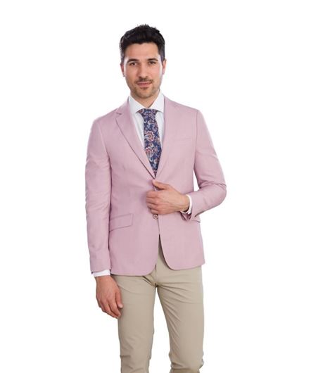 Foto de Americana Slim Fit microestructura rosa