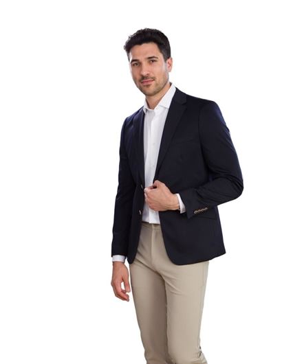 Foto de Americana Slim Fit microestructura azul marino 