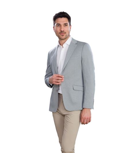 Foto de Americana Slim Fit microestructura gris verdoso pálido