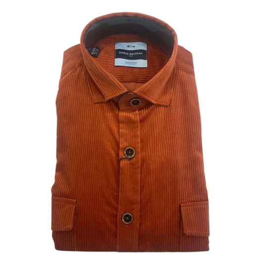 Picture of Sobrecamisa de pana color teja con doble bolsillo en pecho regular fit