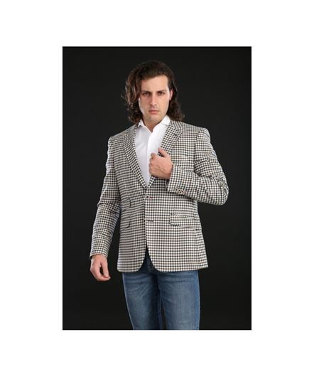 Foto de Americana regular fit cuadro vichy beige y marino