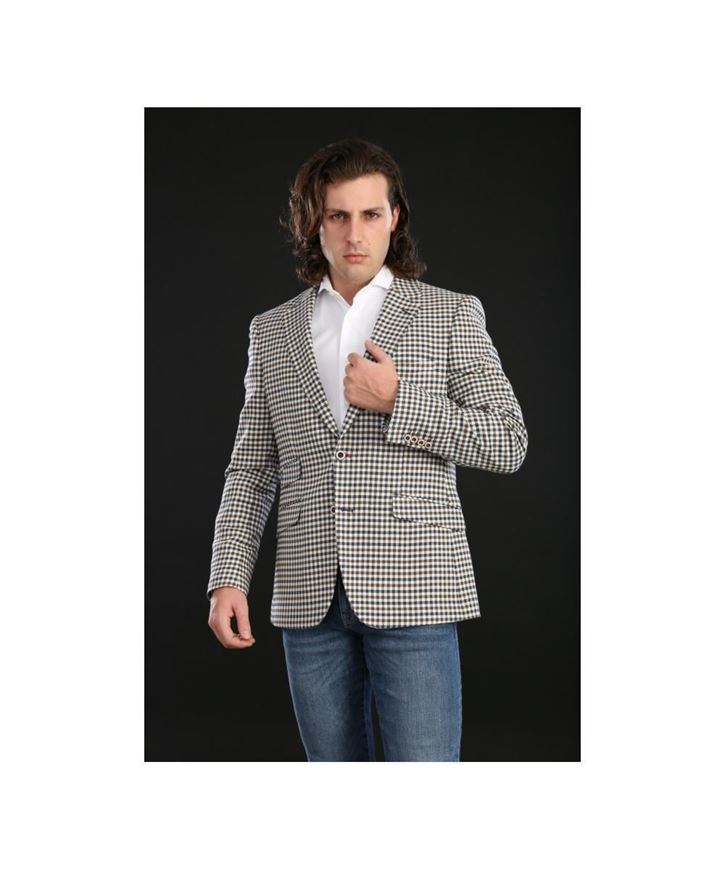 Foto de Americana regular fit cuadro vichy beige y marino
