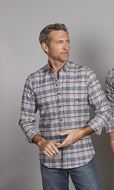 Foto de Camisa afelpada cuadro ventana gris negro y rojo
