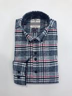 Foto de Camisa afelpada cuadro ventana gris negro y rojo