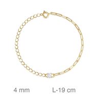 Foto de Pulsera de plata baño oro con circonita dos tipos de eslabon
