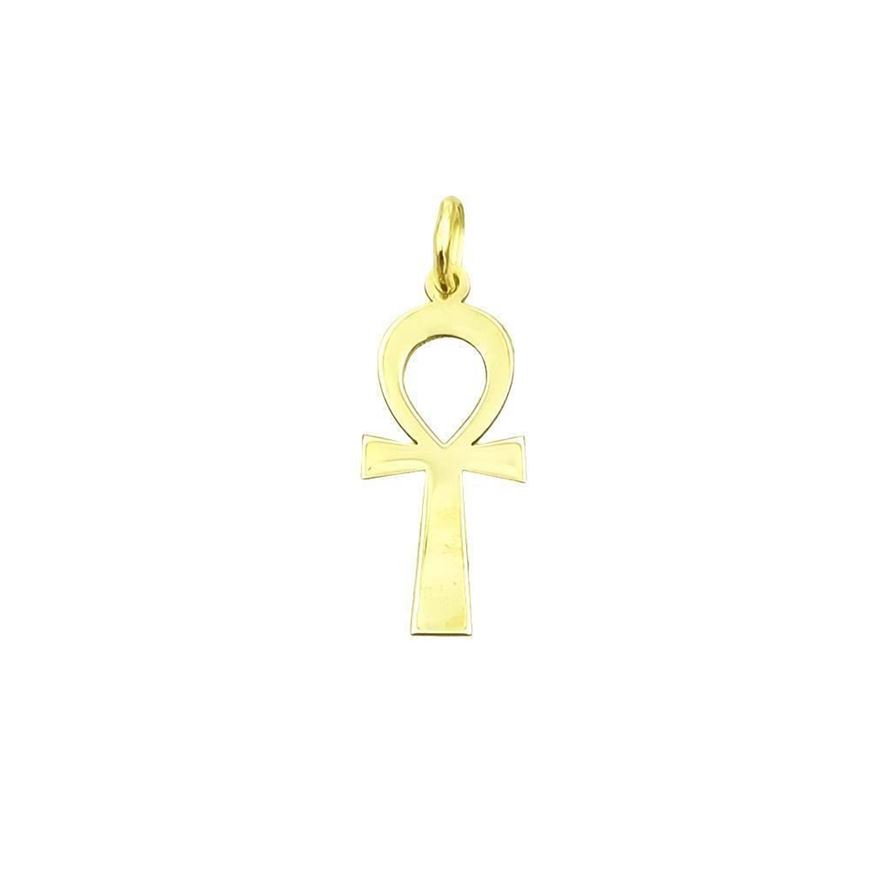Foto de Cruz de la vida plana en oro amarillo 18kt 22x9,50mm