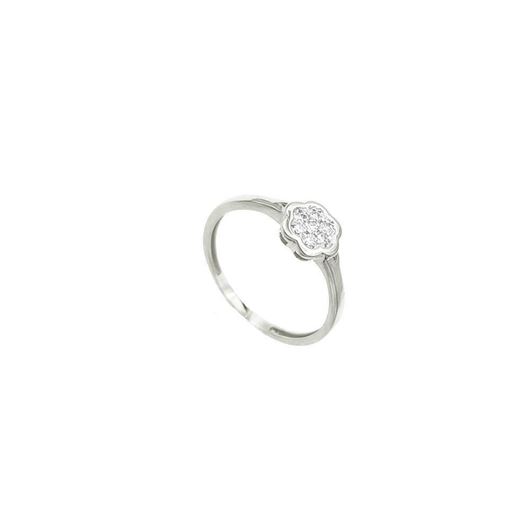 Foto de Anillo flor de oro blanco 18kt y circonitas
