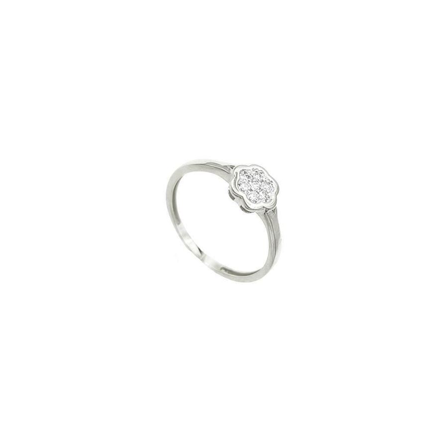 Foto de Anillo flor de oro blanco 18kt y circonitas