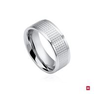 Foto de Anillo de acero plano grabado cuadrícula