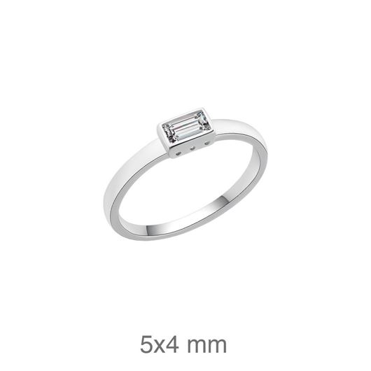 Foto de Sortija de plata solitario talla baguette