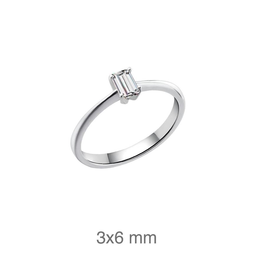 Foto de Sortija de plata solitario talla rectangular
