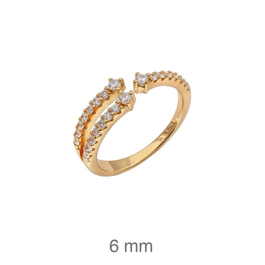Picture of Sortija de plata con baño de oro y circonitas
