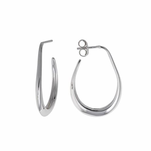 Foto de Pendientes Hoops aro ovalado de plata baño rodio