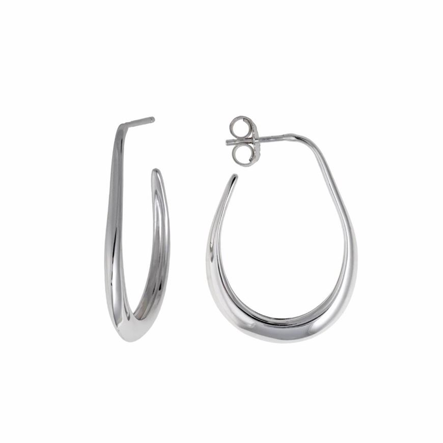 Foto de Pendientes Hoops aro ovalado de plata baño rodio