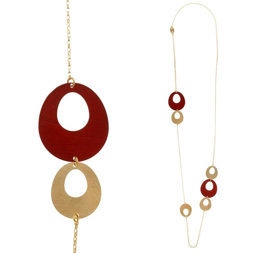 Foto de Collar de plata baño oro y esmalte rojo