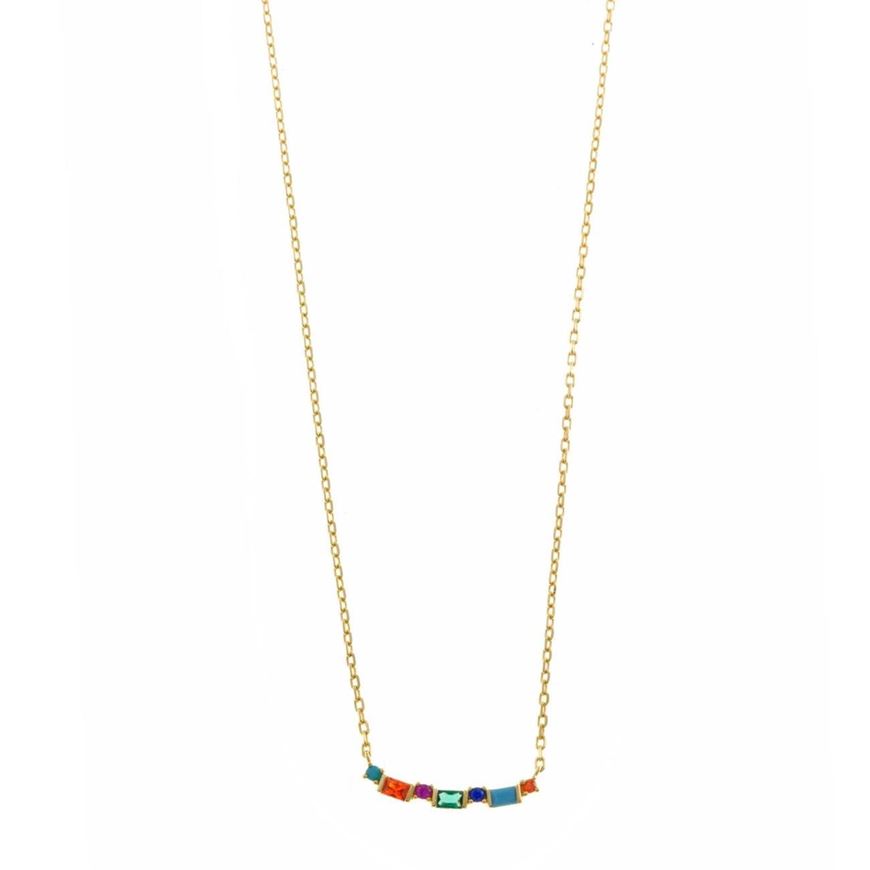 Picture of Gargantilla de plata baño de oro con circonitas baguet multicolor