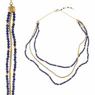 Foto de Collar triple de plata baño de oro con bolitas azules