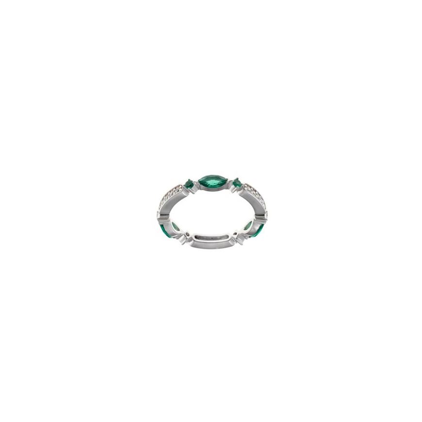 Picture of Sortija de plata rodiada con circonitas marquesa verdes