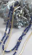 Foto de Collar triple de plata baño de oro con bolitas azules