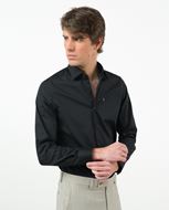Foto de Camisa negra Extraslim fit en popelín de algodón elástico