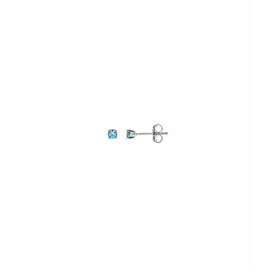 Foto de Pendientes punto de luz 3mm en plata con circonitas azules