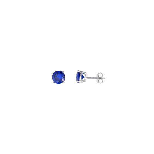Picture of Pendientes punto de luz 7mm en plata con circonitas azules