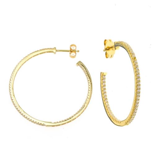 Picture of Pendientes aro de plata baño oro con circonitas 40mm