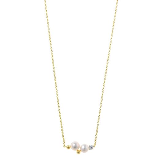 Foto de Collar Minijewels plata chapado dorado dos perlas bolita