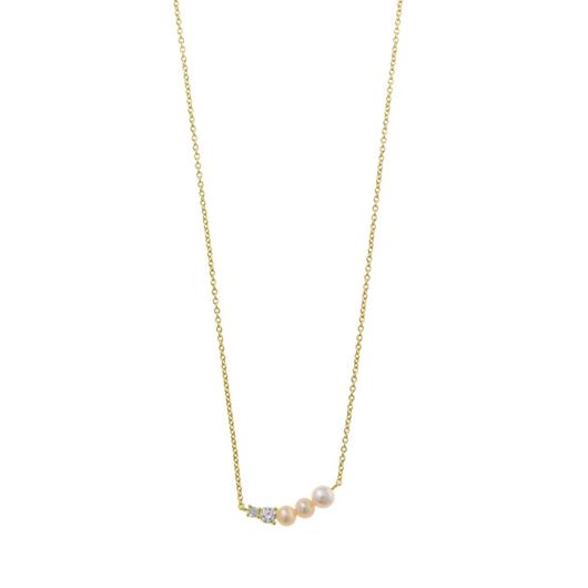 Foto de Collar Minijewels plata chapado dorado tres perla dos