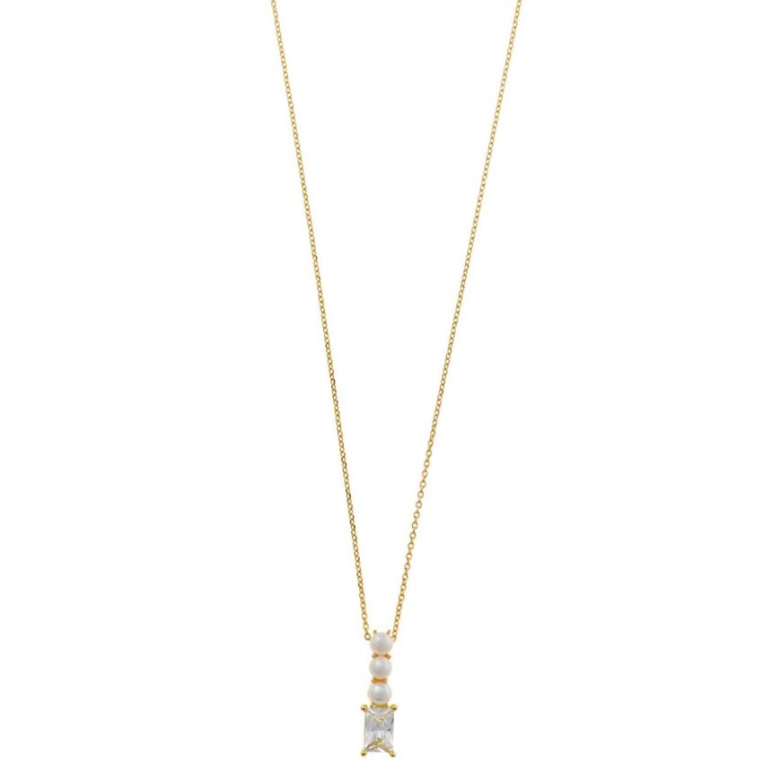 Picture of Collar Minijewels plata chapado dorado tres perlas circonitas