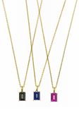 Picture of Collar Vibrant plata chapado dorado circonita zafiro sintetico