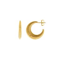 Foto de Pendientes Hoops plata chapado dorado aro estriado