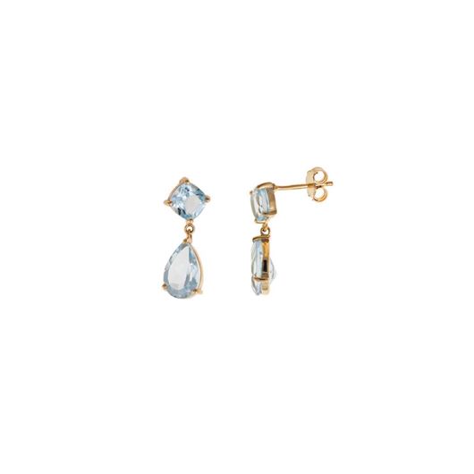 Picture of Pendientes plata chapado dorado topacio azul facetada