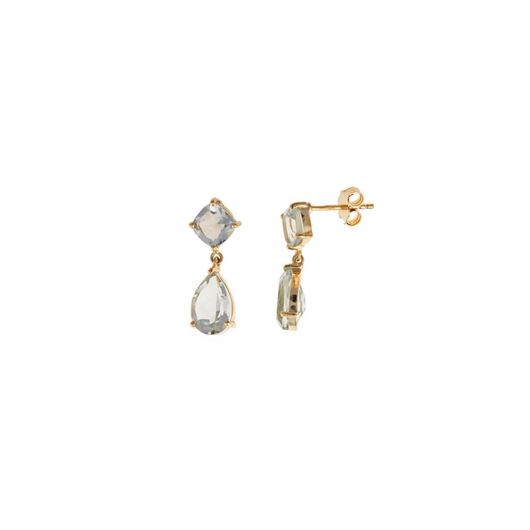 Foto de Pendientes Caramel plata chapado dorado verde amatista facetada