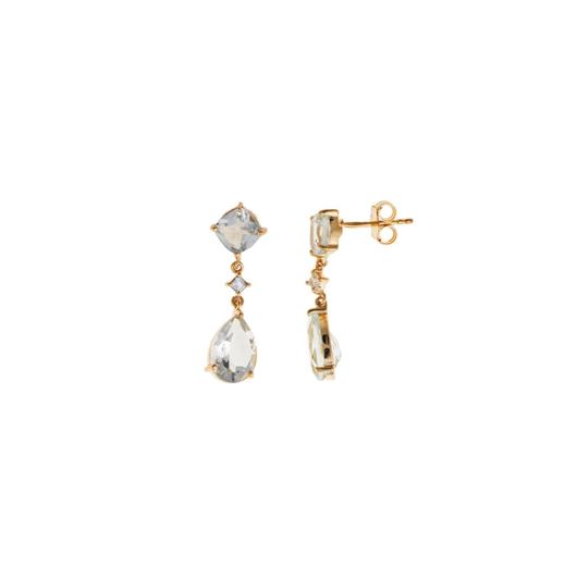 Foto de Pendientes Caramel plata chapado dorado verde amatista facetada