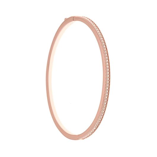 Picture of Pulsera caña plata chapado rosa carril circonitas