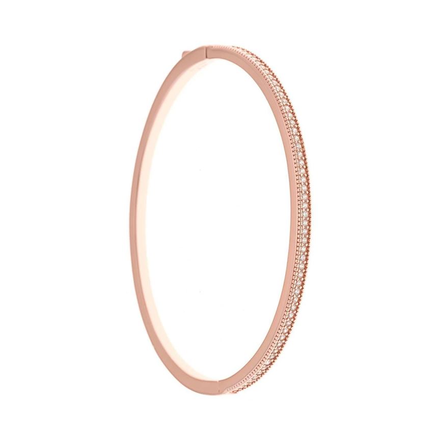 Picture of Pulsera caña plata chapado rosa carril circonitas