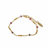 Picture of Pulsera Organic plata chapado dorado rubies y barritas mate doradas