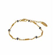 Picture of Pulsera Organic plata chapado dorado zafiros azules y barritas mate doradas