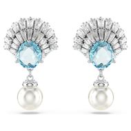 Foto de Pendientes Idyllia Perla de cristal, Concha de mar, Azules, Baño de rodio