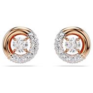 Foto de Pendientes de botón Dextera Talla redonda, Blancos, Baño tono oro rosa